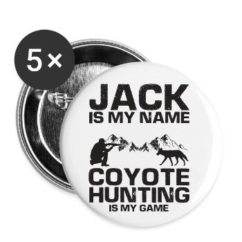Kojotenjäger Design für Kojotenjagd - Buttons groß 56 mm (5er Pack) - Weiß - Vorne