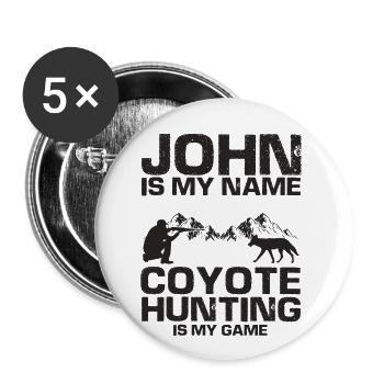 Kojotenjäger Design für Kojotenjagd - Buttons groß 56 mm (5er Pack) - Weiß - Vorne