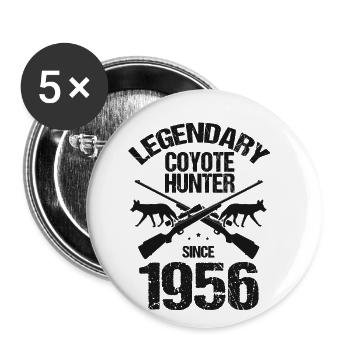 Kojotentöter und Kojotenjagd auf Wildtiere - Buttons groß 56 mm (5er Pack) - Weiß - Vorne