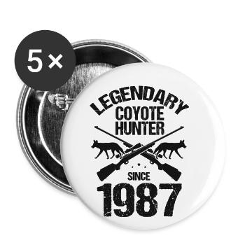 Legendärer Kojotenjäger für Kojotenjagd - Buttons groß 56 mm (5er Pack) - Weiß - Vorne