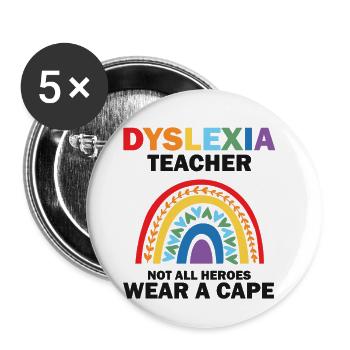 Legasthenie Bewusstsein und Legasthenie Lehrer - Buttons groß 56 mm (5er Pack) - Weiß - Vorne