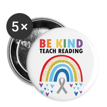 Dyslexia Intervention for Dyslexia Therapy - Buttons large 2.2''/56 mm (5-pack) - white - Front