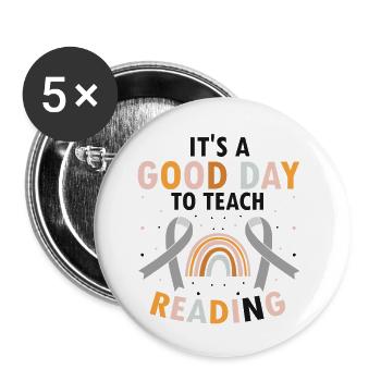 Dyslexia Therapy for Dyslexia Month - Buttons large 2.2''/56 mm (5-pack) - white - Front