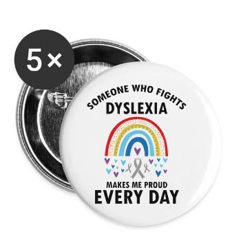 Dyslexia Intervention for Dyslexia Therapy - Buttons large 2.2''/56 mm (5-pack) - white - Front