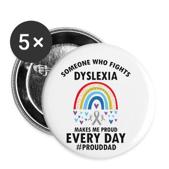 Dyslexia Intervention for Dyslexia Therapy - Buttons large 2.2''/56 mm (5-pack) - white - Front