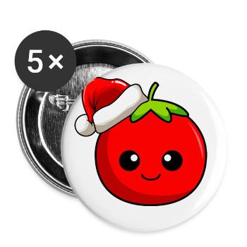 Tomate Weihnachten Comic Xmas - Buttons groß 56 mm (5er Pack) - Weiß - Vorne