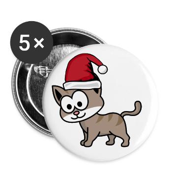 Cat Comic Christmas - Buttons large 2.2''/56 mm (5-pack) - white - Front