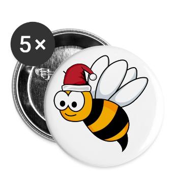Honigbiene Comic Weihnachten - Buttons groß 56 mm (5er Pack) - Weiß - Vorne