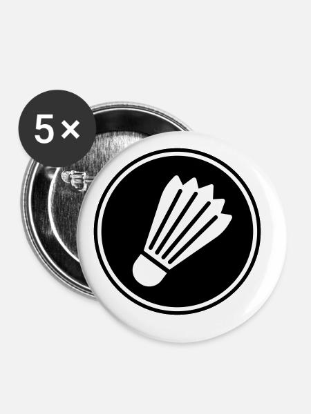 badminton - Buttons groß 56 mm (5er Pack) - Weiß