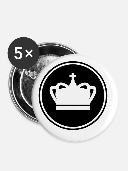 Krone - Buttons groß 56 mm (5er Pack) - Weiß