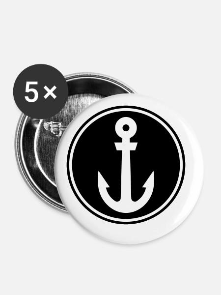 Anker Seemann - Buttons groß 56 mm (5er Pack) - Weiß