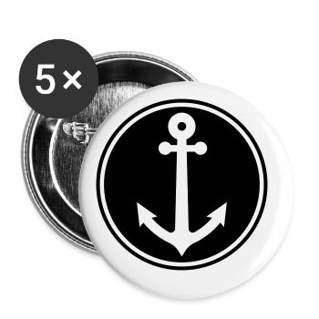 Symbole du capitaine d’ancre - Lot de 5 grands badges (56 mm) - blanc - Devant