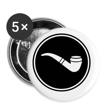 Smoking a pipe - Buttons large 2.2''/56 mm (5-pack) - white - Front