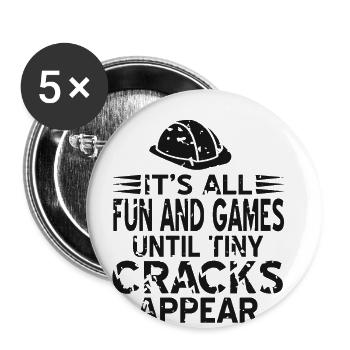 Conception de construction en béton pour les travailleurs de la construction et les chantiers de construction - Lot de 5 grands badges (56 mm) - blanc - Devant