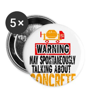 Conception de construction en béton pour les travailleurs de la construction et les chantiers de construction - Lot de 5 grands badges (56 mm) - blanc - Devant
