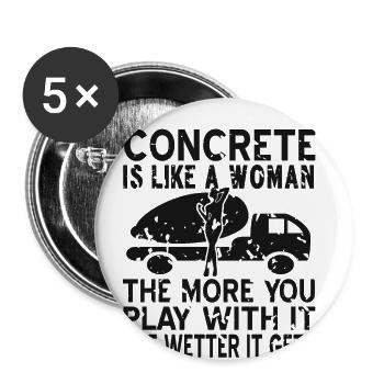 Conception de construction en béton pour les travailleurs de la construction et les chantiers de construction - Lot de 5 grands badges (56 mm) - blanc - Devant