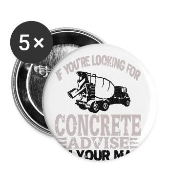Conception de construction en béton pour les travailleurs de la construction et les chantiers de construction - Lot de 5 grands badges (56 mm) - blanc - Devant