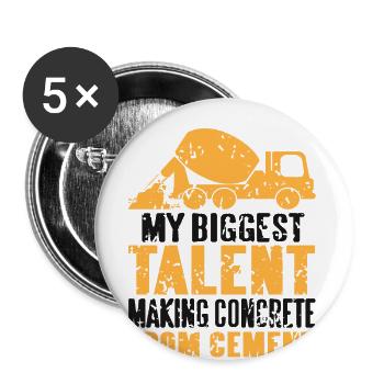 Conception de construction en béton pour les travailleurs de la construction et les chantiers de construction - Lot de 5 grands badges (56 mm) - blanc - Devant