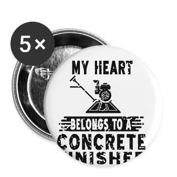 Conception de construction en béton pour les travailleurs de la construction et les chantiers de construction - Lot de 5 grands badges (56 mm) - blanc - Devant