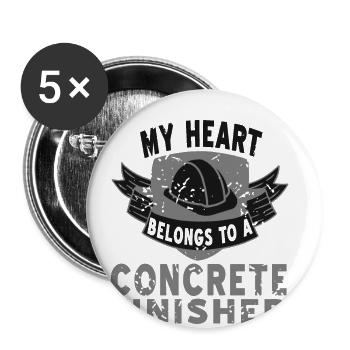 Conception de construction en béton pour les travailleurs de la construction et les chantiers de construction - Lot de 5 grands badges (56 mm) - blanc - Devant