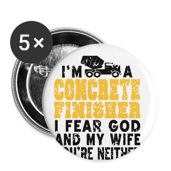 Conception de construction en béton pour les travailleurs de la construction et les chantiers de construction - Lot de 5 grands badges (56 mm) - blanc - Devant