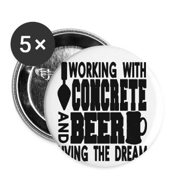 Conception de construction en béton pour les travailleurs de la construction et les chantiers de construction - Lot de 5 grands badges (56 mm) - blanc - Devant