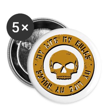 My Life - My Rules - Buttons large 2.2''/56 mm (5-pack) - white - Front