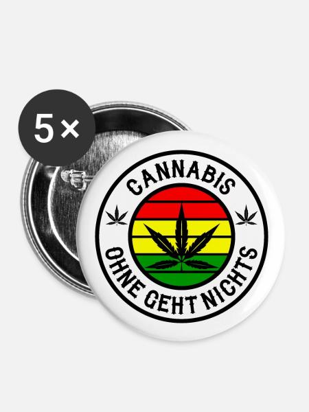 Cannabis - Buttons groß 56 mm (5er Pack) - Weiß