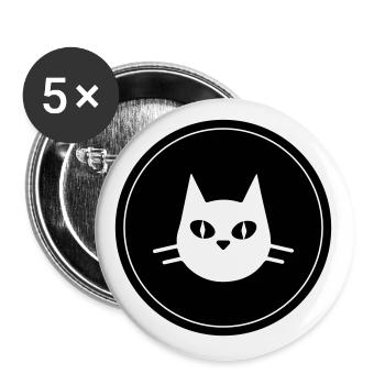 Cat Head Circle - Buttons large 2.2''/56 mm (5-pack) - white - Front