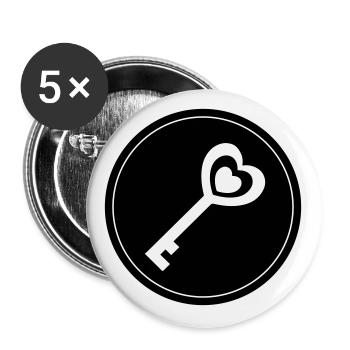 Cercle de mariage cœur clé - Lot de 5 grands badges (56 mm) - blanc - Devant