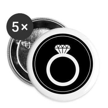 Eheringe symbol Kreis - Buttons groß 56 mm (5er Pack) - Weiß - Vorne