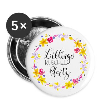 Lieblingskuschelplatz - Buttons groß 56 mm (5er Pack) - Weiß - Vorne