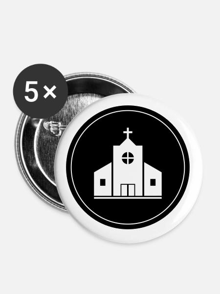 Kirche - Buttons/Badges stor, 56 mm (5-pack) - hvid