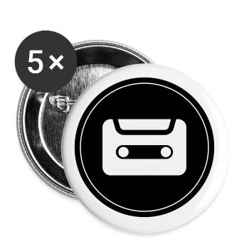 Symbole de cassette - Lot de 5 grands badges (56 mm) - blanc - Devant