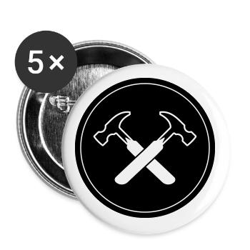 Hammer Symbol - Buttons groß 56 mm (5er Pack) - Weiß - Vorne