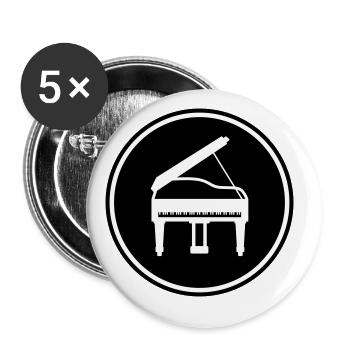 Klavier musik - Buttons groß 56 mm (5er Pack) - Weiß - Vorne