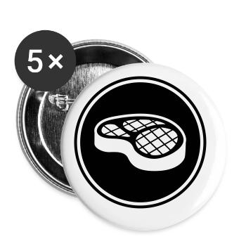 Meat steak symbol - Buttons large 2.2''/56 mm (5-pack) - white - Front