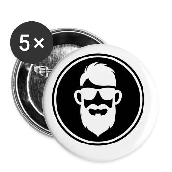 Gesicht bart symbol - Buttons groß 56 mm (5er Pack) - Weiß - Vorne