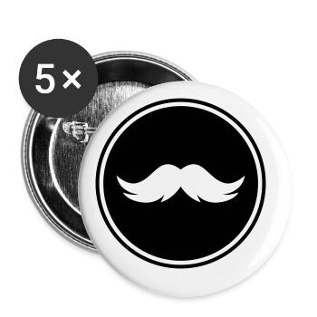icône de moustache - Lot de 5 grands badges (56 mm) - blanc - Devant