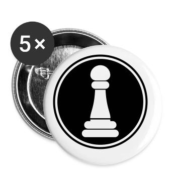 Läufer Bauer Schachfigur - Buttons groß 56 mm (5er Pack) - Weiß - Vorne