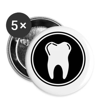 Zahn icon symbol - Buttons groß 56 mm (5er Pack) - Weiß - Vorne