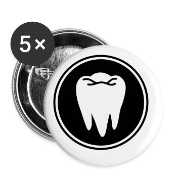 Zahn icon symbol - Buttons groß 56 mm (5er Pack) - Weiß - Vorne