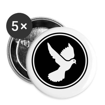 Dove symbol - Buttons large 2.2''/56 mm (5-pack) - white - Front