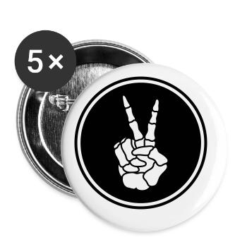 Squelette de la paix de la main - Lot de 5 grands badges (56 mm) - blanc - Devant