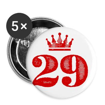 29 Zahl Krone - Buttons groß 56 mm (5er Pack) - Weiß - Vorne