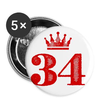 34 Zahl Krone - Buttons groß 56 mm (5er Pack) - Weiß - Vorne