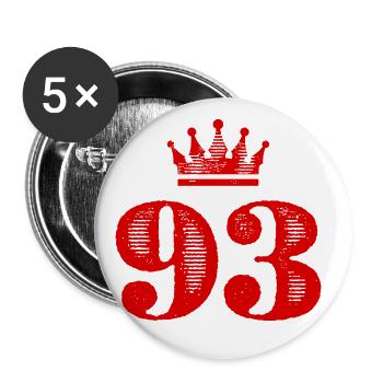 93 Couronne numérique - Lot de 5 grands badges (56 mm) - blanc - Devant