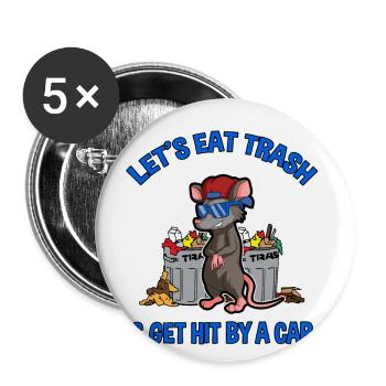 Opossum Design for Possum Fans and Opossum Fans - Buttons large 2.2''/56 mm (5-pack) - white - Front