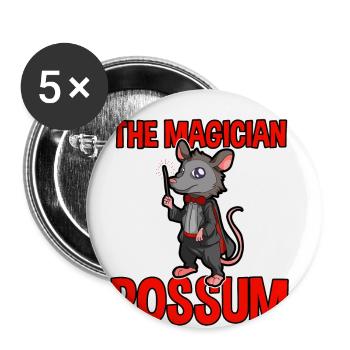 Possum Design für Opossum Liebhaber und Possum - Buttons groß 56 mm (5er Pack) - Weiß - Vorne