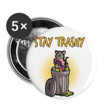 Possum Design für Opossum Liebhaber und Possum - Buttons groß 56 mm (5er Pack) - Weiß - Vorne